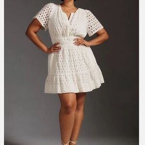 Anthropologie White Eyelet Somerset Mini Dress ☀️